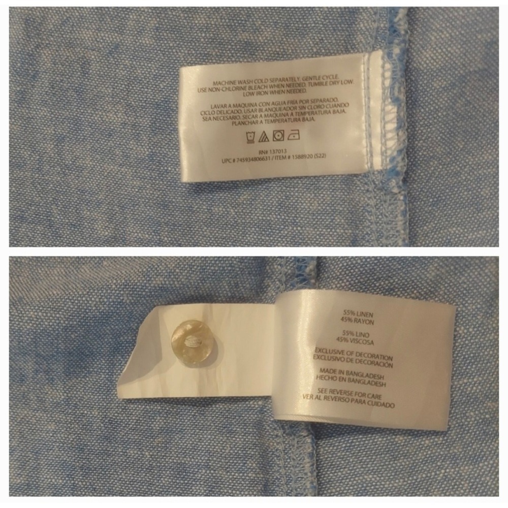 Orvis Womens Light Blue Linen Blend LS Button-Up Blouse Top Size Medium NWT - Picture 8 of 10